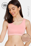 Zivame Girls Double Layered Non Wired Full Coverage Slip-on Beginner Bra (Pack of 2) - Multicolor — thumbnail 1